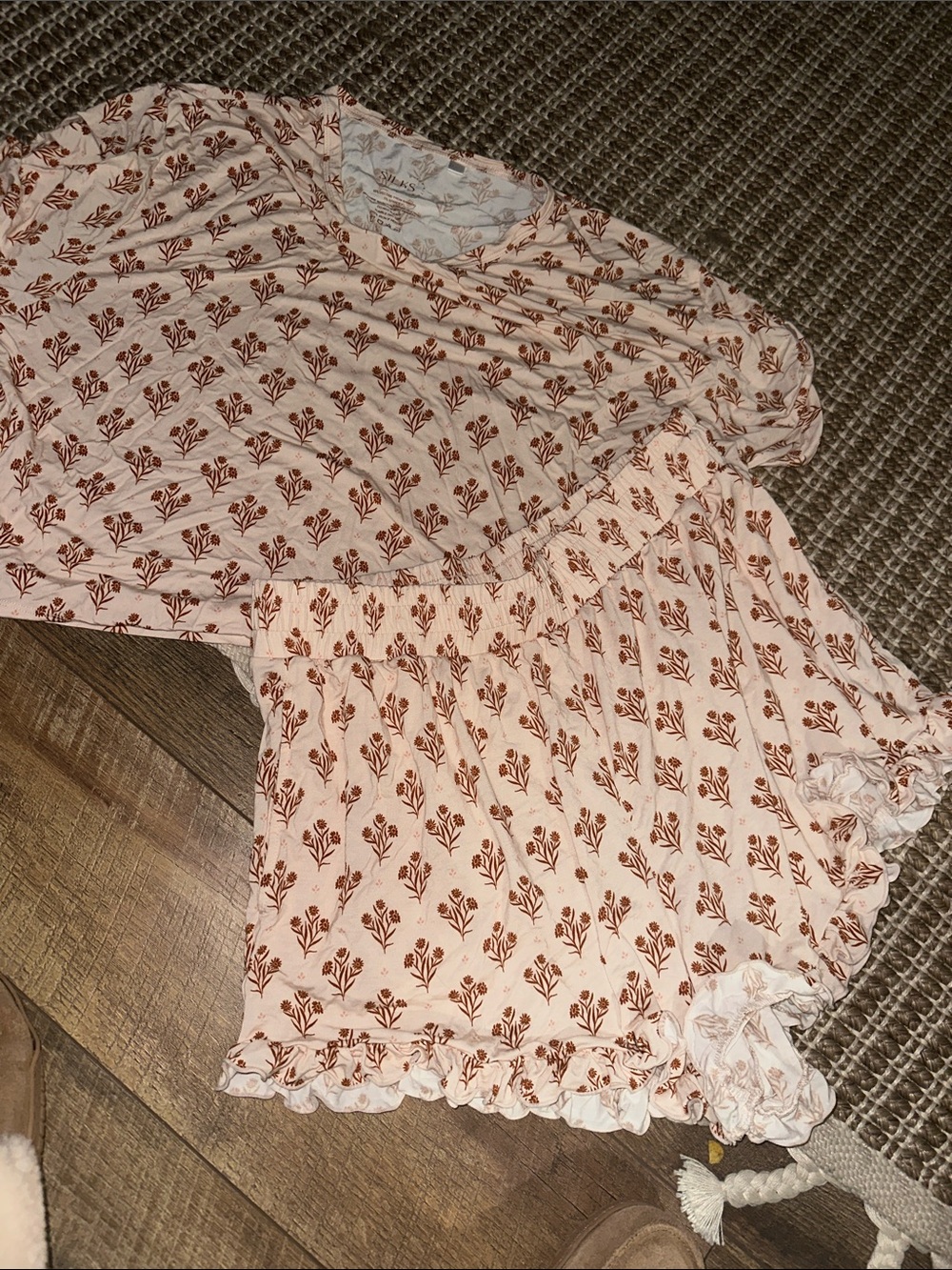 Women's  Floral Print Lounge Top and Shorts Set